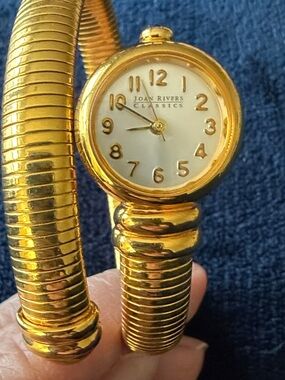 Joan Rivers Gold Tone Coil Wrap Bracelet Watch with White Dial
